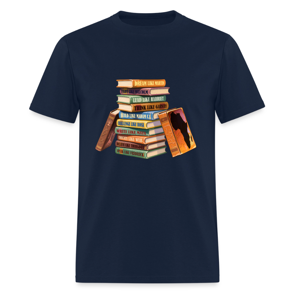 Black History Month Black Leaders Books T-Shirt - navy