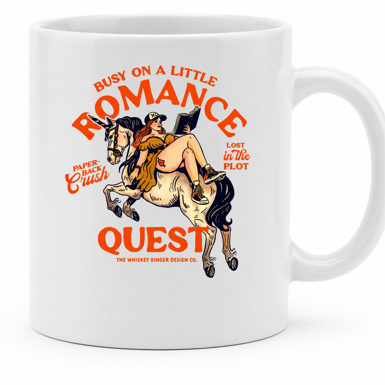 Busy On A Romance Quest. Pin Up Girl Romance Novel Shirt Gift For Book Readers - 11Oz - Main