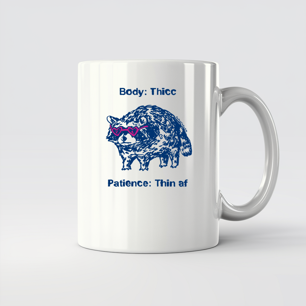 Body thicc patience thin af raccoon - 11Oz - Main2