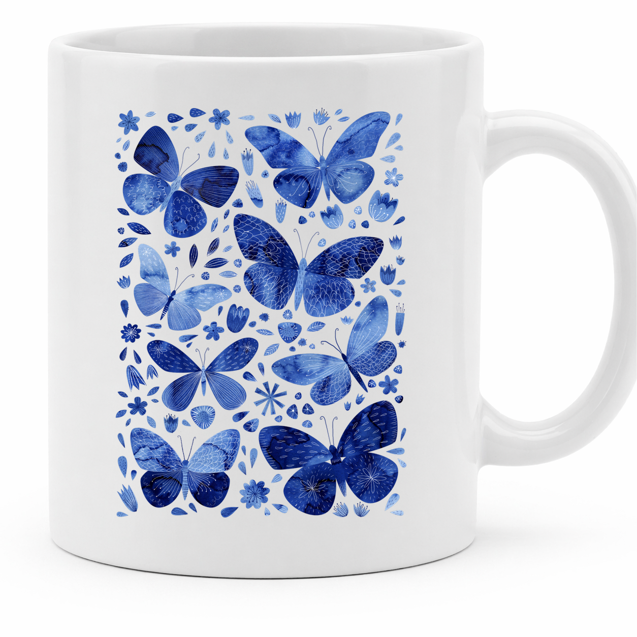 Blue Watercolor Butterflies - 11Oz - Main