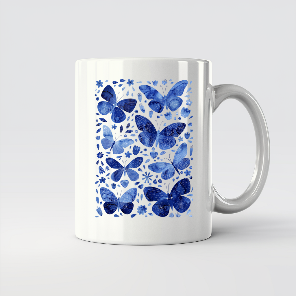 Blue Watercolor Butterflies - 11Oz - Main2