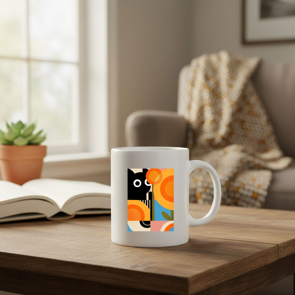 Cat, sunflowers and summer - 11Oz - Lifestyle02