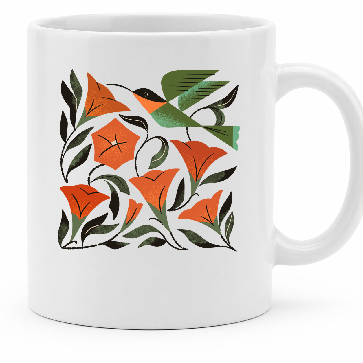 Hummingbird and Trumpet Flowers - 11Oz - Main