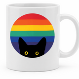 Peeking Cat In Rainbow Circle - 11Oz - Main